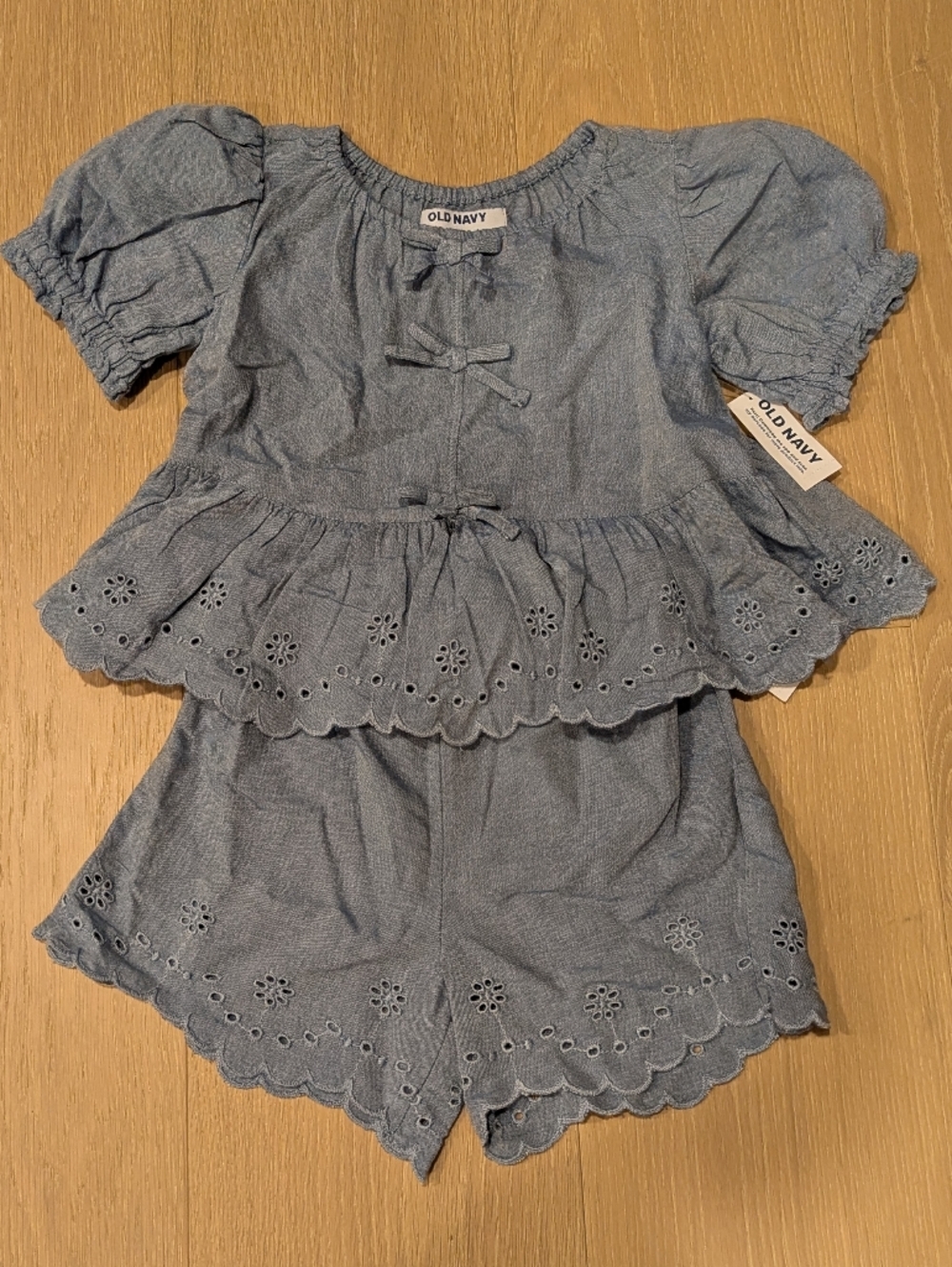 Old Navy Light Chambray Eyelet Two-Piece Set - Blue
